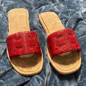 Tory Burch Double T Cork Slide Sandals